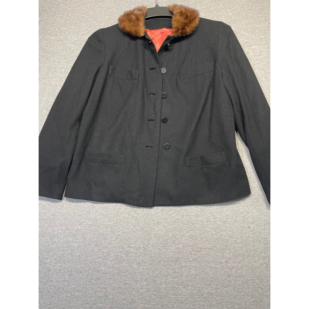 Women's Stanville Park Blazer Jacket Size Medium Black Brown fur